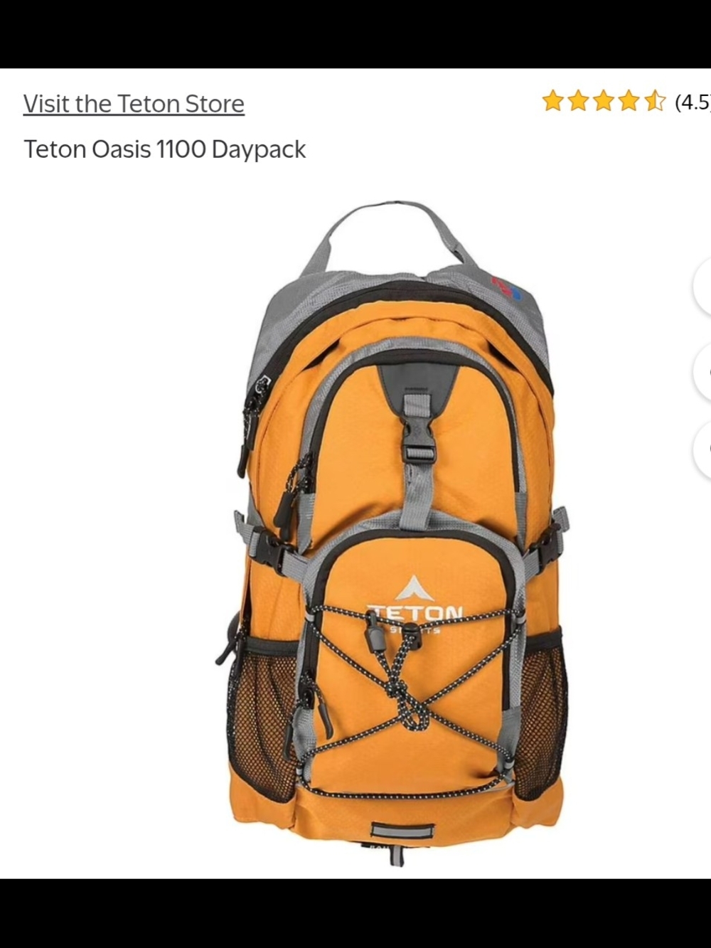 Teton Oasis 1100 Orange Daypack Backpack